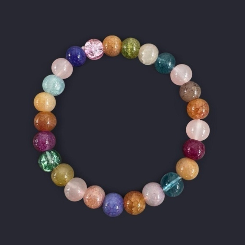 Celestial Crackle Glass Bead Bracelet 8mm